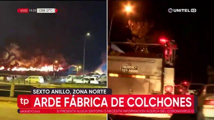 Arde una fábrica de colchones en la ciudad de Santa Cruz