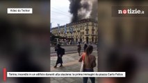 Torino, incendio in un edificio davanti alla stazione: le prime immagini da piazza Carlo Felice