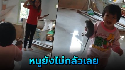 เอ็นดู เด็กน้อยถือหนูตัวใหญ่เบิ้ม วิ่งหาแม่ งานนี้ผู้ใหญ่ร้องลั่น เอาออกไป