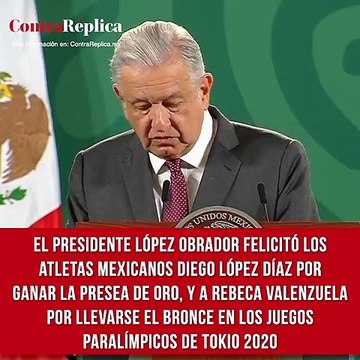 El presidente López Obrador felicitó los atletas mexicanos que participan en los Juegos Paralímpicos de Tokio 2020. A Diego López Díaz por ganar la presea de oro en natación, y a Rebeca Valenzuela por llevarse el bronce en lanzamiento de bala.