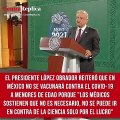 El presidente López Obrador reiteró que en México no se vacunará contra el COVID-19 a menores de edad porque 