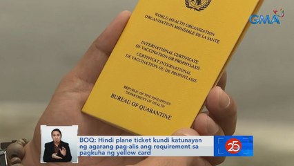 BOQ: Hindi plane ticket kundi katunayan ng agarang pag-alis ang requirement sa pagkuha ng Yellow Card | Saksi