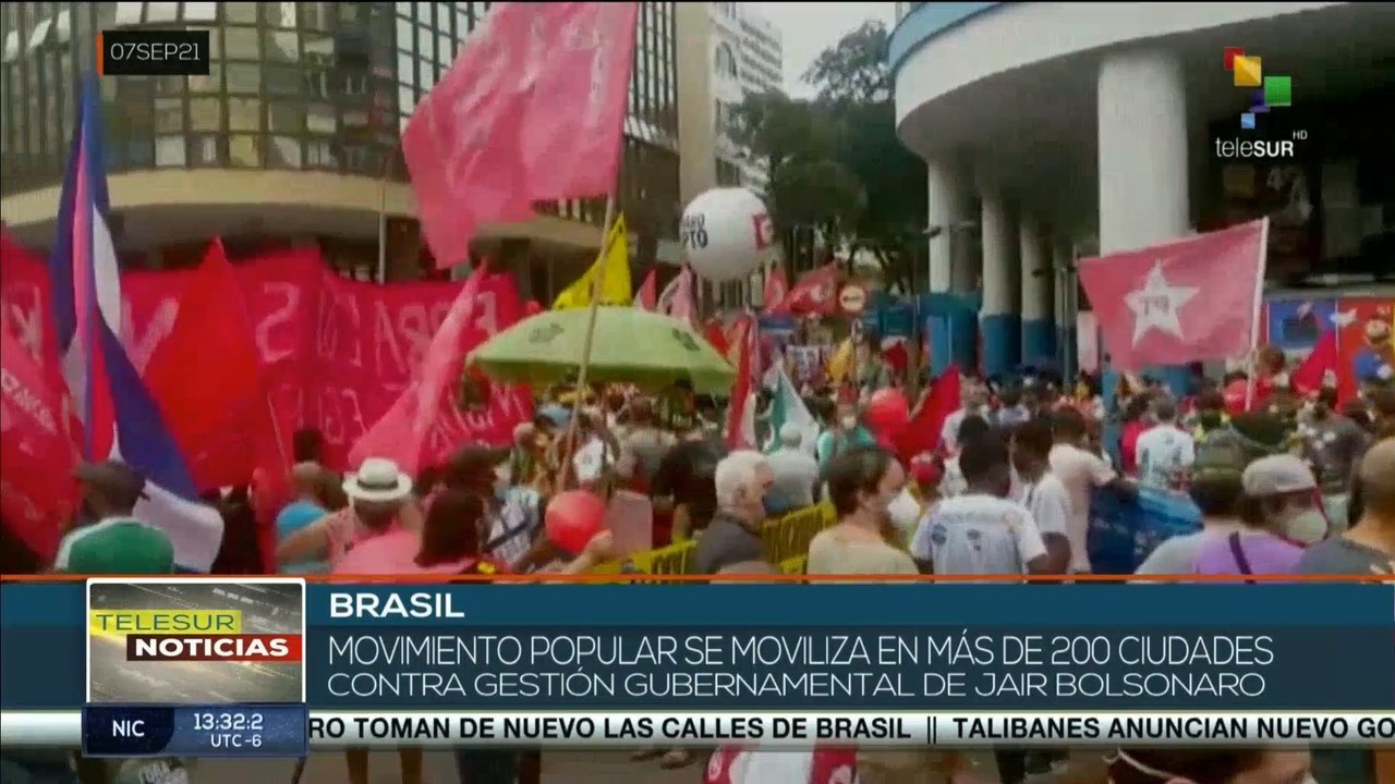 teleSUR Noticias 15:30 07-09: Intensa jornada de protestas contra Bolsonaro en Brasil