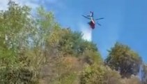 Dovadola (FC) - Incendio boschivo, in azione elicottero dei Vigili del Fuoco (04.09.21)