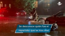 Repartidor hispano desafía al huracán 'Ida' y se vuelve viral; lo buscan para recompensarlo