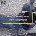 fixing up asphalt cracks with sealing method Demonstration  alligator asphalt repair