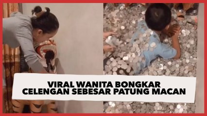 Viral Wanita Bongkar Celengan Sebesar Patung Macan, Jumlah Uangnya Bikin Syok