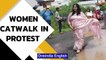 Women catwalk on pothole laden street in Bhopal as protest | Oneindia News