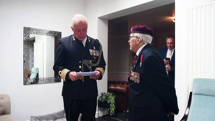 D-Day veteran Jack Bracewell being presented with award for his part in Dutch liberation in WW2