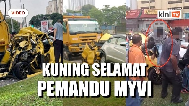 Lori rempuh 7 kereta, pemandu Myvi kuning terselamat