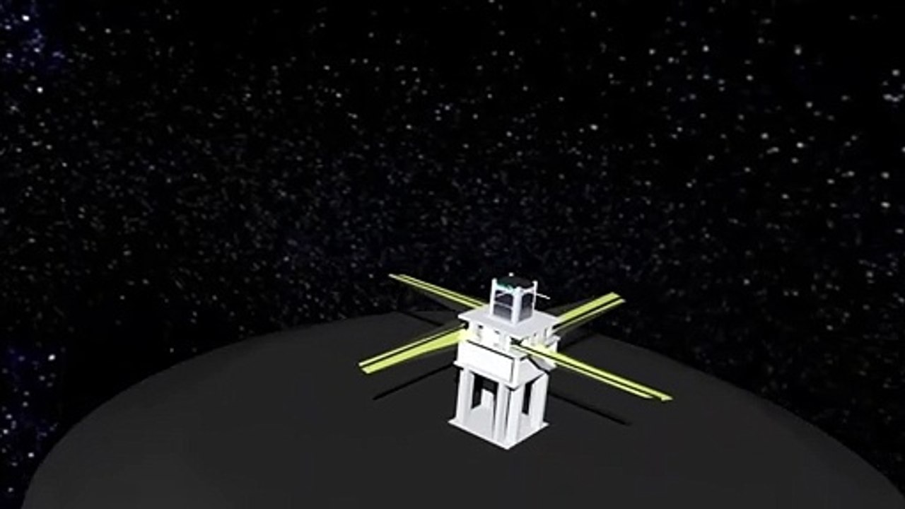 Spinnaker3 drag sail attached to a launch vehicle in space