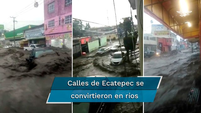 Lluvia castiga a Ecatepec, afecta calles y se desborda canal de aguas negras