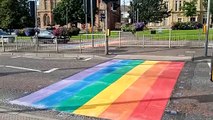 LGBTQ rainbow flag coloured crossing completed in Derry city centre