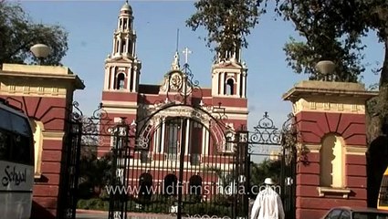 Statue of Jesus Christ atop Sacred Heart Cathedral, New Delhi