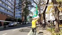 Homem com a bandeira do Brasil provocou manifestantes do Grito dos Excluídos