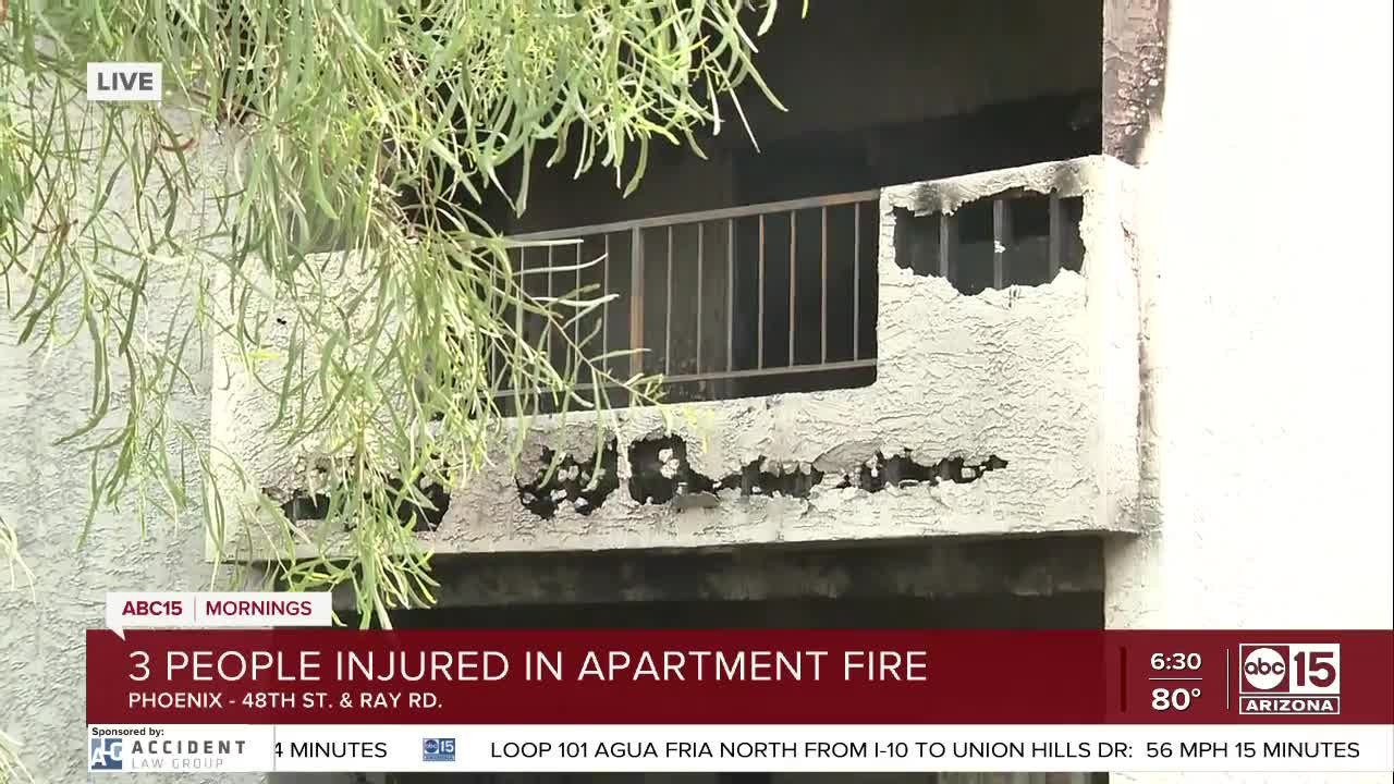 Three hurt after jumping from burning apartment complex