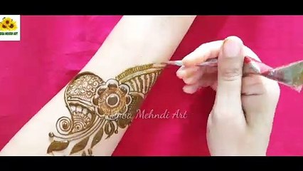 arbic henna mehndi design for hand - मेहंदी  डिजाइन आसान   - belt style mehndi design - arabc dubai style henna mehndi design - front full hand arebic henna mehndi design - Habiba Mehndi Art