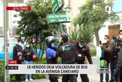 Lince: cúster lleno de pasajeros vuelca en avenida Canevaro