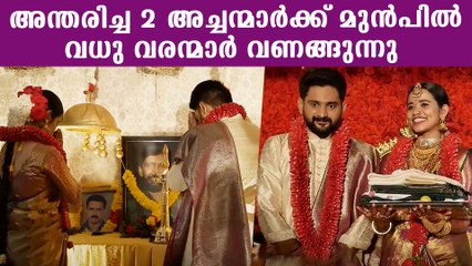 നടി ദേവി അജിത്തിന്റെ മകള്‍ നന്ദന അജിത്ത് അന്തരിച്ച അച്ഛനെ വണങ്ങുന്നു