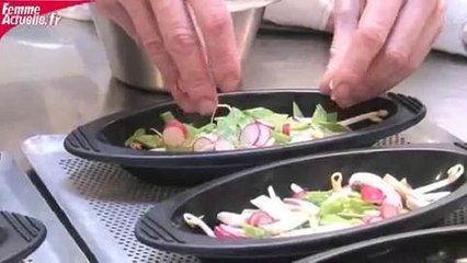 Papillote de gambas à lhuile de sésame et légumes croquants