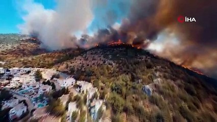 Yarış dronu ile orman yangınları görüntülendi