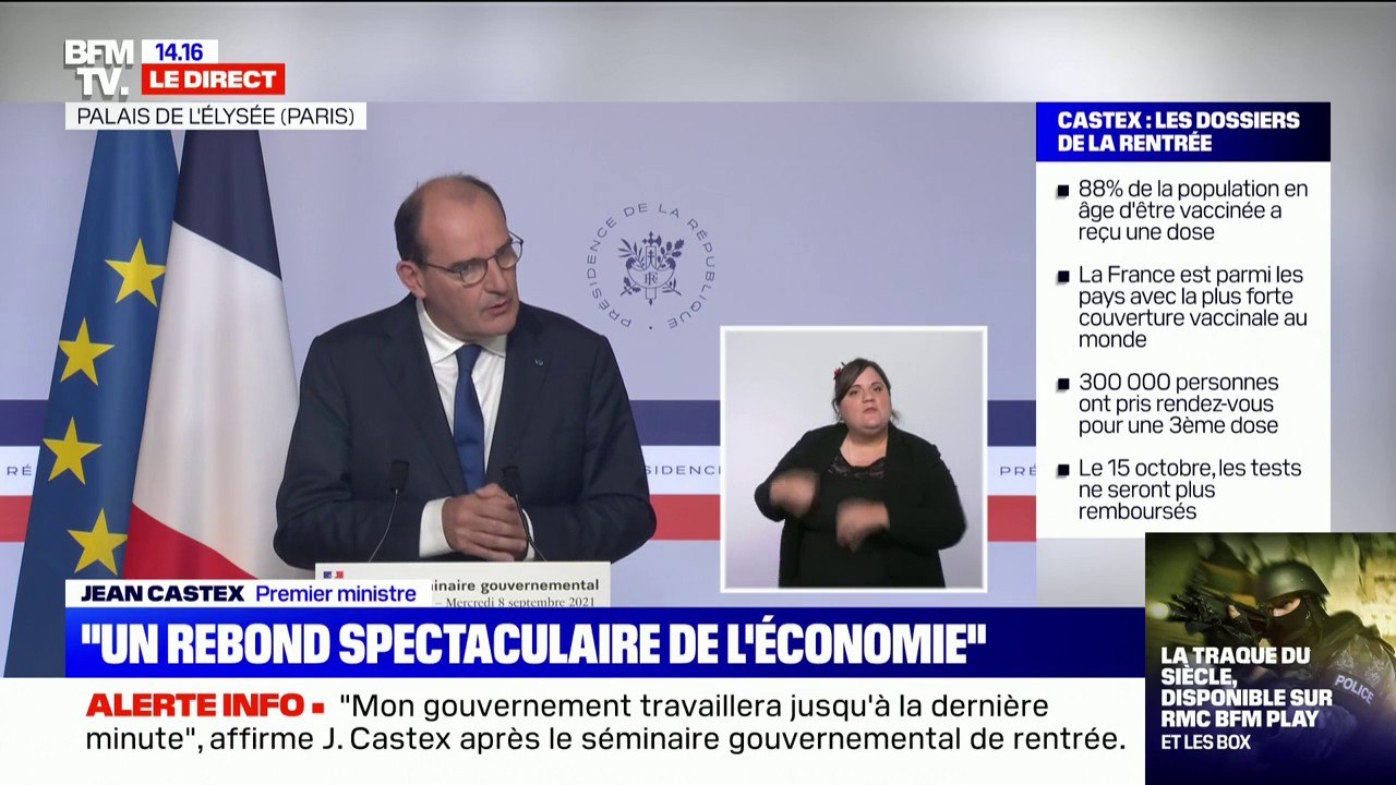Jean Castex rappelle que "les tests PCR et antigéniques ne seront plus systématiquement remboursés par la sécurité sociale" à partir du 15 octobre