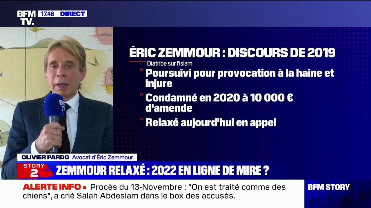 Éric Zemmour relaxé: pour son avocat, "c'est une nouvelle importante"