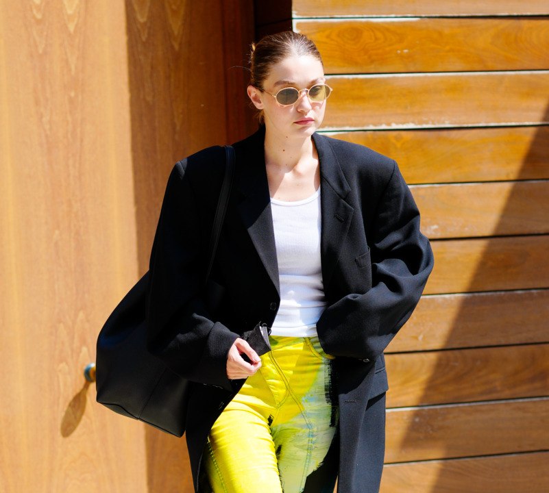 Gigi Hadid Wore Psychedelic Asymmetrical Pants