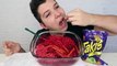 BIG BITES- Fire Hot -TAKIS FUEGO- Flamin' Hot Spicy Ramen Noodle Challenge -NO TALKING- • MUKBANG