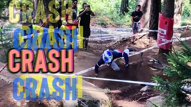 'Downhill Rider Crashes Hard After Hitting a Patch of Dirt '