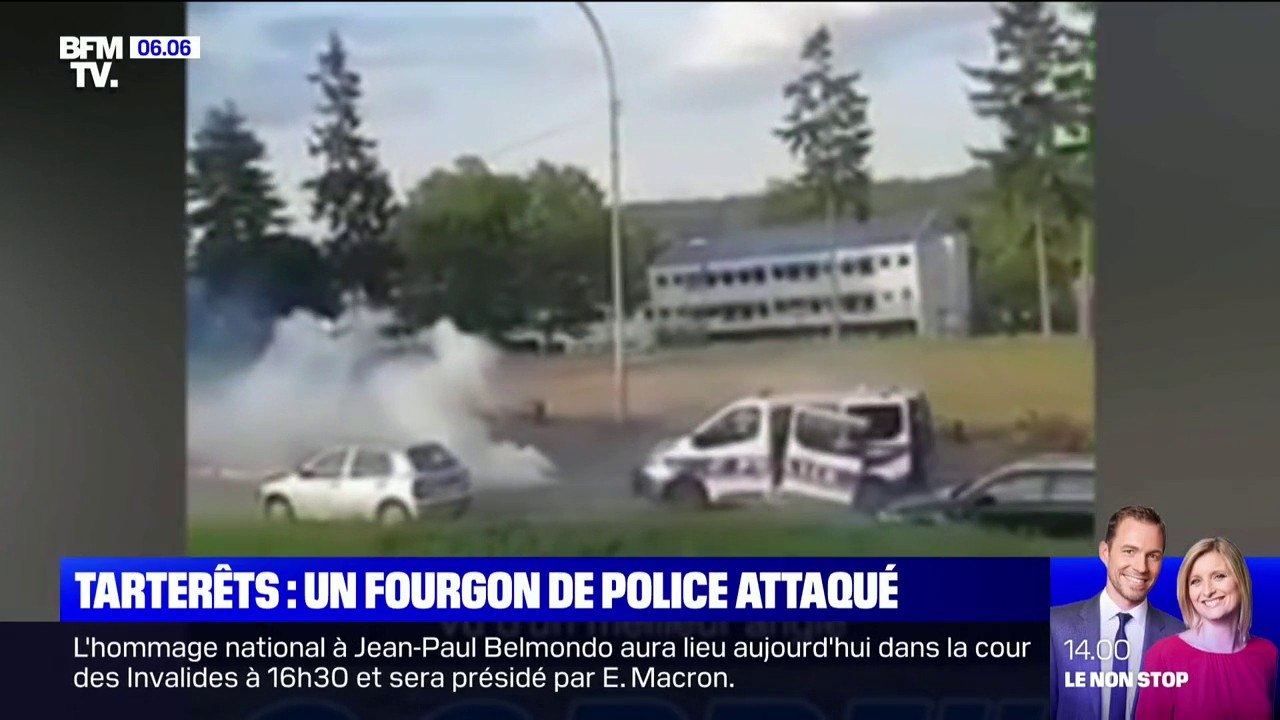 Un fourgon de police a été attaqué mercredi dans le quartier des Tarterêts,  à Corbeil-Essonnes - Vidéo Dailymotion