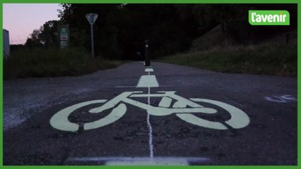 Marquage phospho-luminescent sur le RAVeL à Vedrin