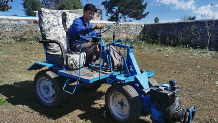 Hurdadan topladığı malzemelerle ATV yaptı