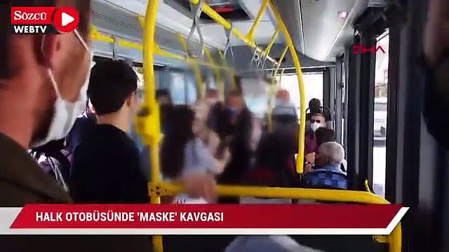 Halk otobüsünde 'maske' kavagası