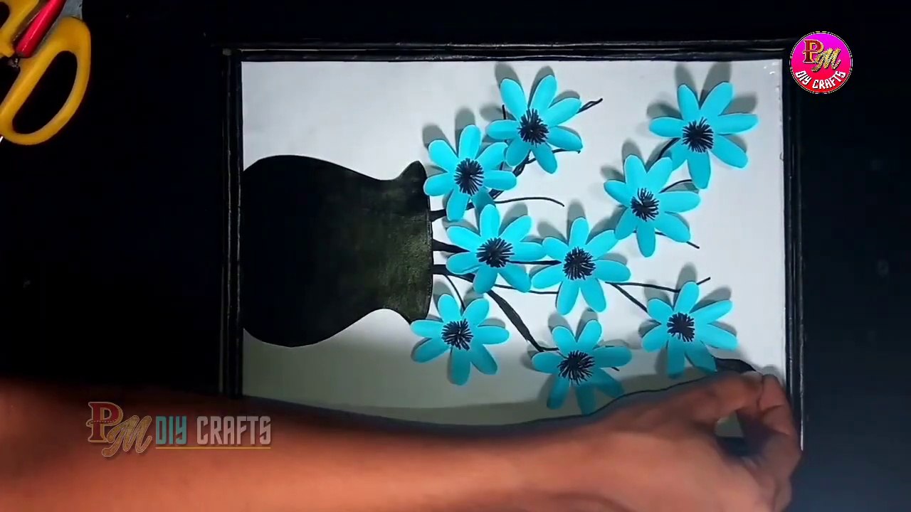 Beautyful Flower Wall Hanging with Colour Paper