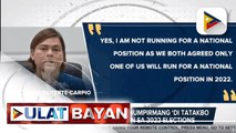 Mayor Sara Duterte, kinumpirmang ‘di tatakbo sa national position sa 2022 elections ; Mayor Sara, 'di susuportahan ang PDP-Laban