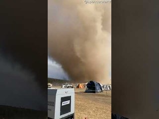 Fire Fighter Camp Engulfed by Huge Dust Devil