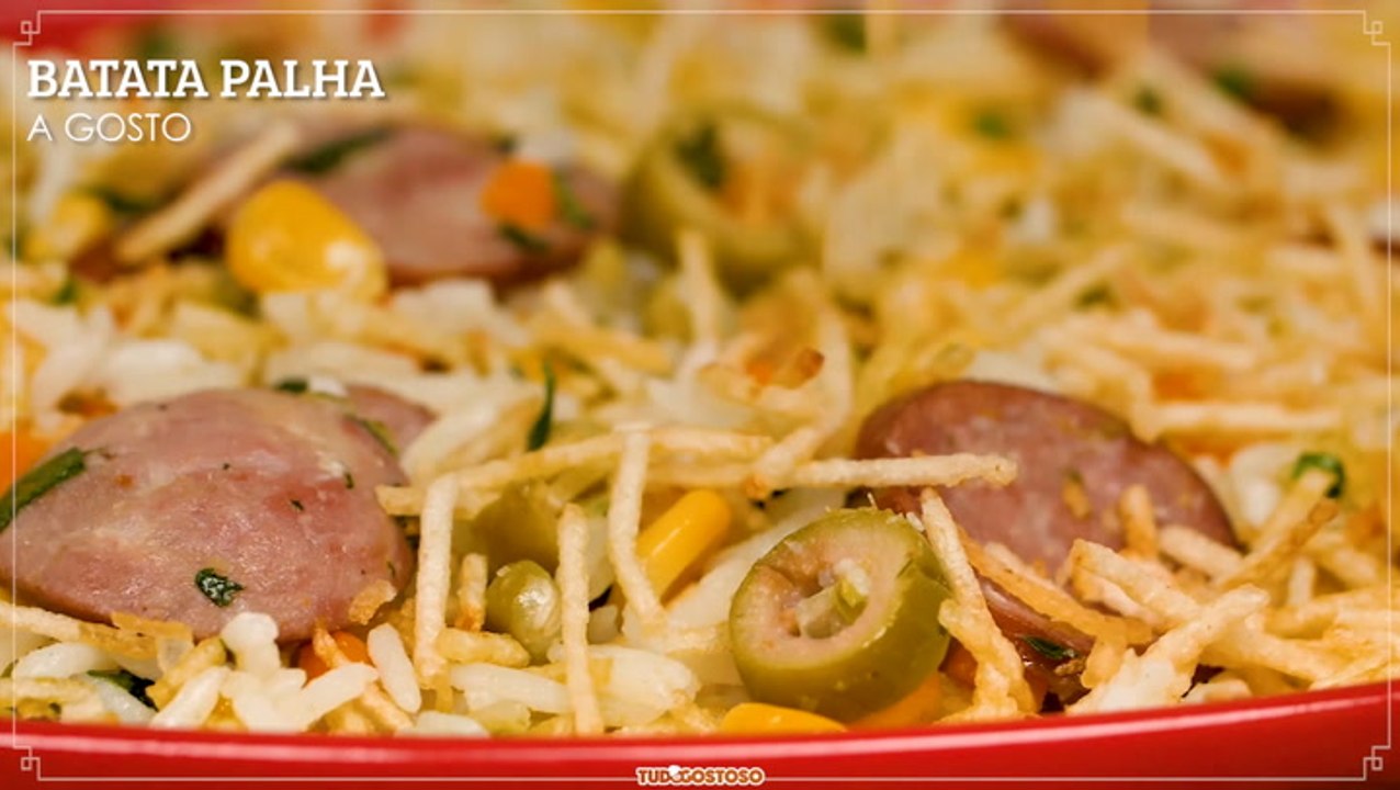 Arroz com calabresa e batata palha
