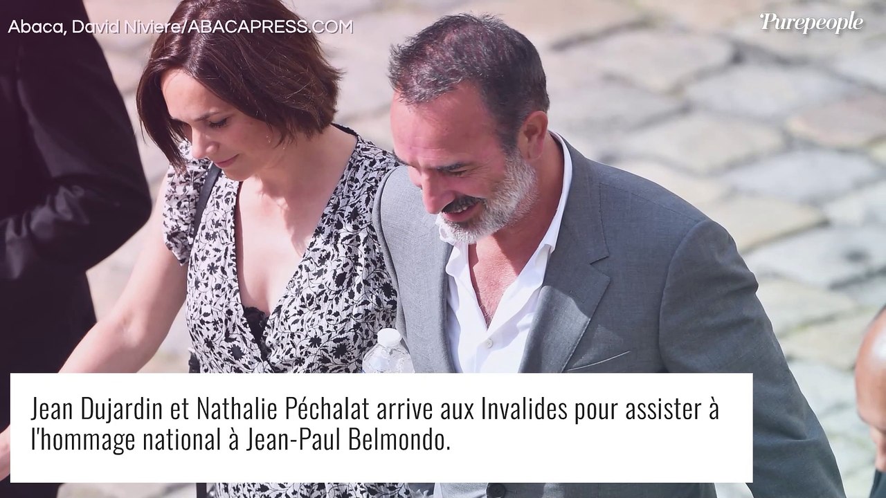 Hommage à Jean-Paul Belmondo : Jean Dujardin aux bras de sa femme Nathalie Péchalat