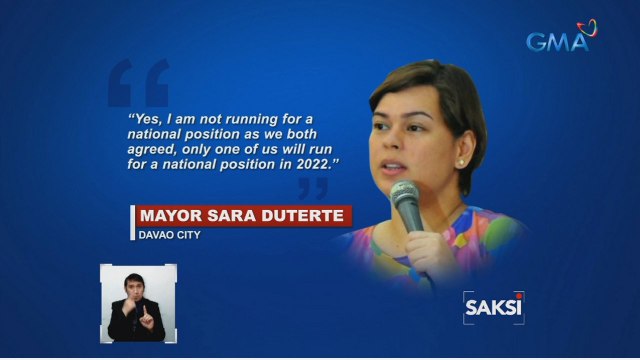 Mayor Sara Duterte, hindi raw tatakbo sa anumang national position sa Eleksyon 2022 | Saksi