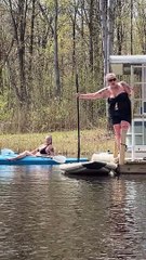 Adventurous Amputee Hops On and Plops Off Paddle Board