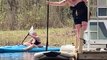 Adventurous Amputee Hops On and Plops Off Paddle Board