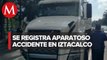 Tráiler choca con taxi de CdMx, huye y embiste a cinco autos más en Iztacalco