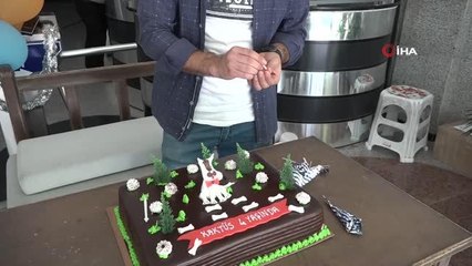 İşhanın maskotu olan köpeğe sürpriz doğum günü partisi