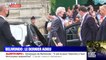 Alain Delon accompagné de son fils Anthony et de sa compagne Hiromi aux obsèques de Jean-Paul Belmondo, à Paris.
