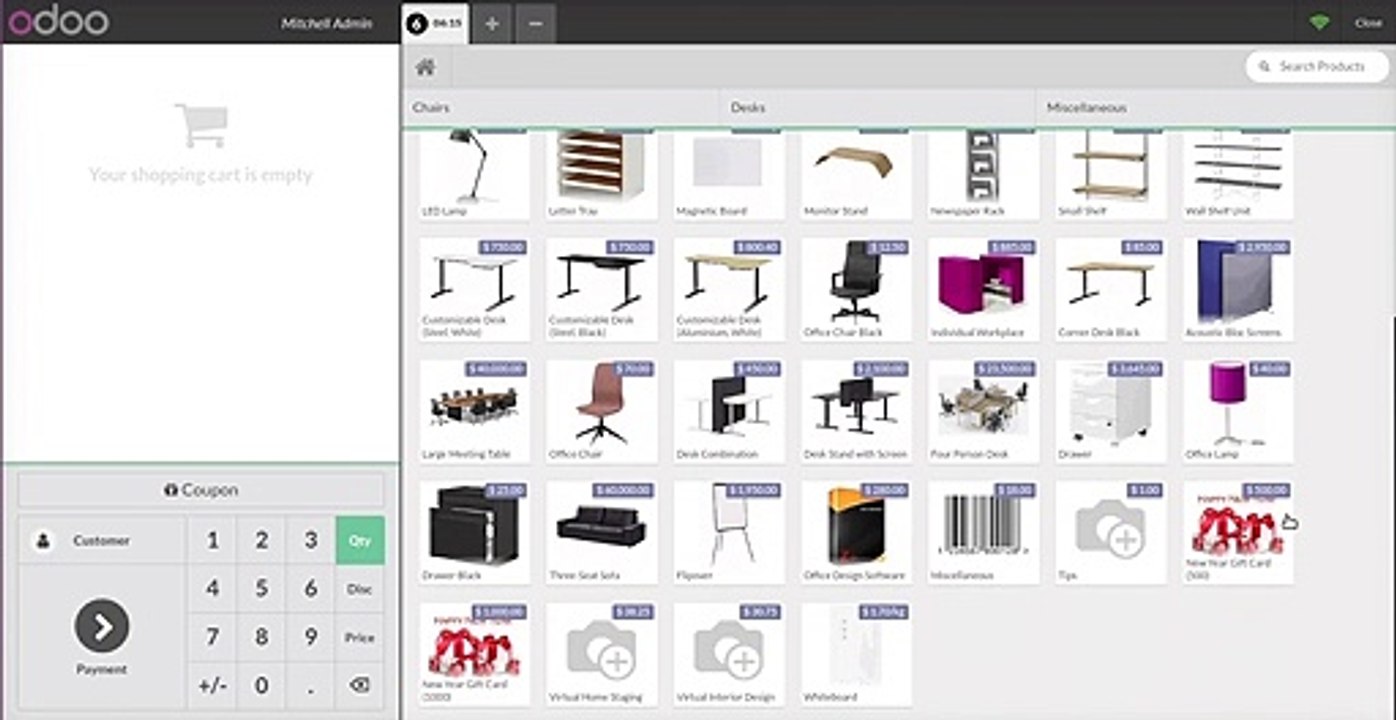 How users can create and configure Gift Card as service product and sell in pos | Odoo Apps features