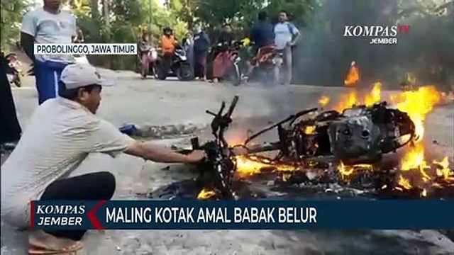 Maling Kotak Amal Masjid Babak Belur, Motor Dibakar Massa