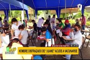 Tarapoto: hombre disfrazado de “Juane” acude a vacunarse contra la COVID-19