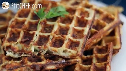 Gaufres au bacon, comté et pommes de terre