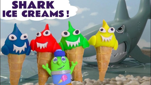 Funny Funlings Shark trouble with Play Doh Ice Creams Pixar Cars Lightning McQueen and PJ Masks in this Family Friendly Stop Motion Toy Episode by Kid Friendly Family Channel Toy Trains 4U